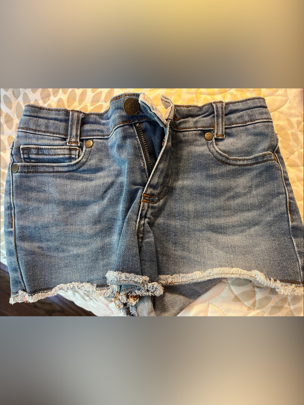 Mini Boden Light Blue Denim Shorts with Frayed Hem